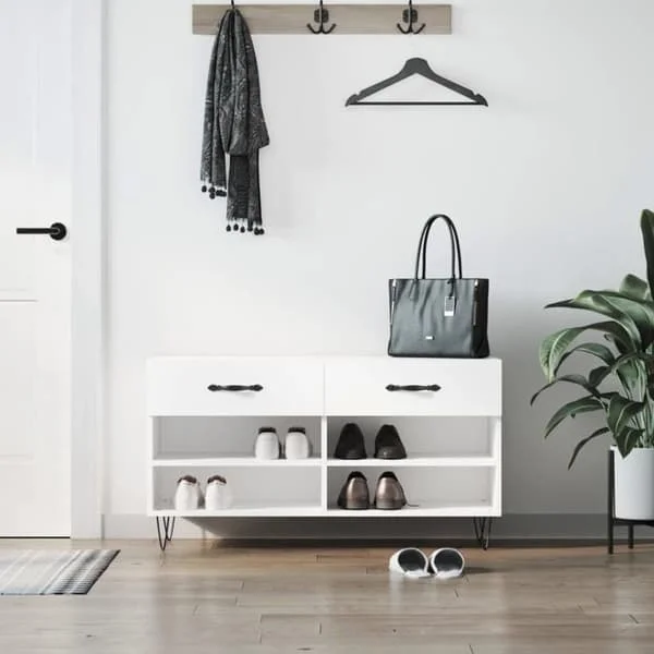 vidaXL Skobänk, Skoskåp med 4 hyllor och fötter, Skoskåp med 2 lådor Vardagsrum, Modern, 829732