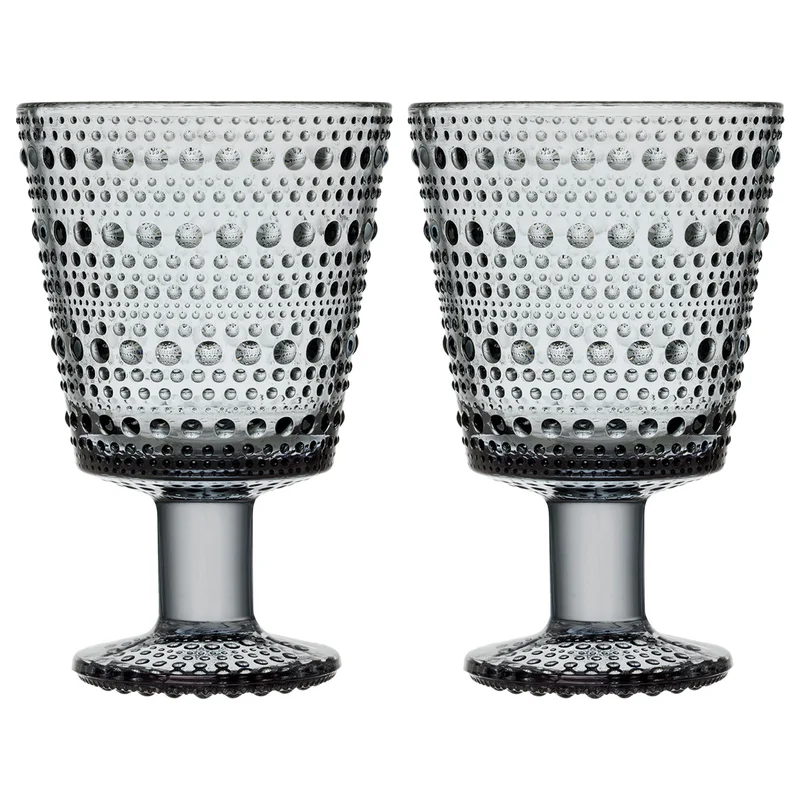Iittala Kastehelmi glas på fot 26 cl 2-pack, grå | Dukning & Servering > Glas | Bagaren och Kocken
