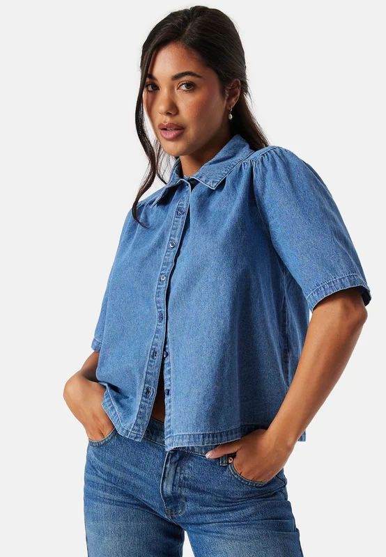 Pieces - Pcmag SS Denim Shirt - Medium Blue Denim