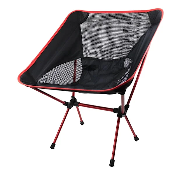Portable Folding Beach Chair Aluminum Alloy Frame Mesh Back Camping Fishing Chair Red