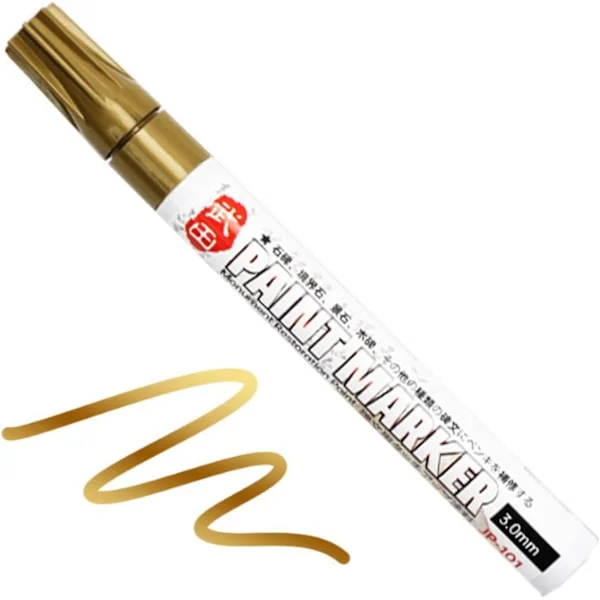 Akryl Gravsten Färg Pennor Väderbeständig Permanent Marker Penna Snabbtorkande Vattentät Oljebaserad Penna för Trä Metall Glas Däck Fotoalbum (Guld)