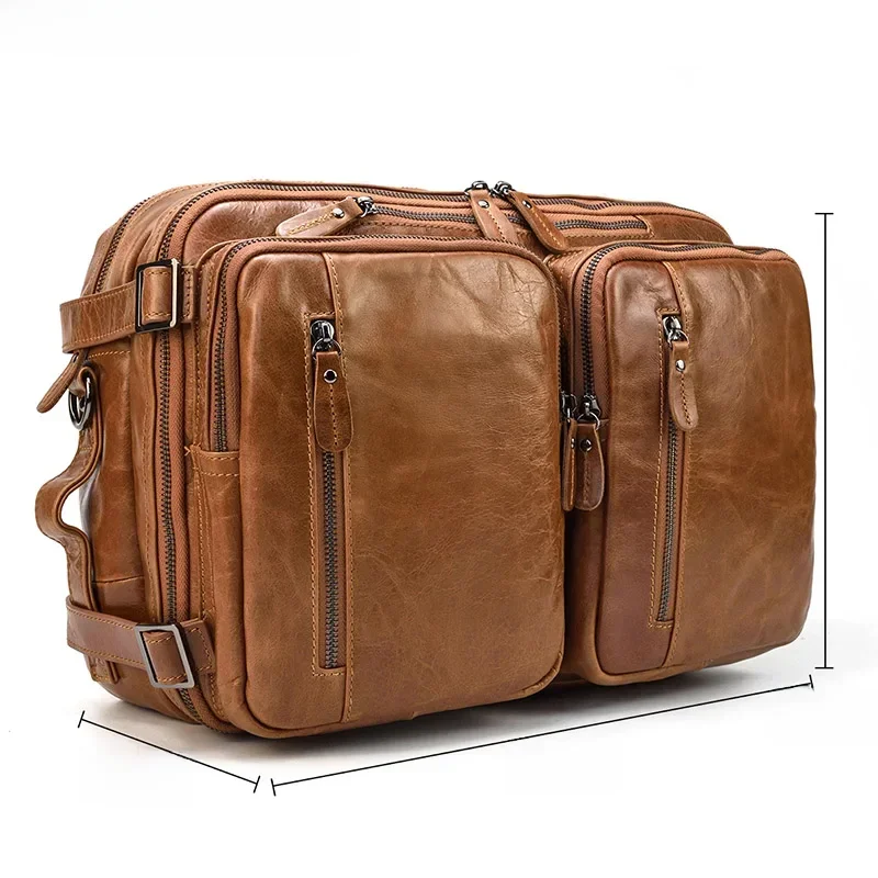 AliExpress - Männer Business Aktentasche Weiche Echtes Leder Mann Laptop Handtasche 3 Verwenden Multifunktionale Rindsleder Schulter Messenge tasche 