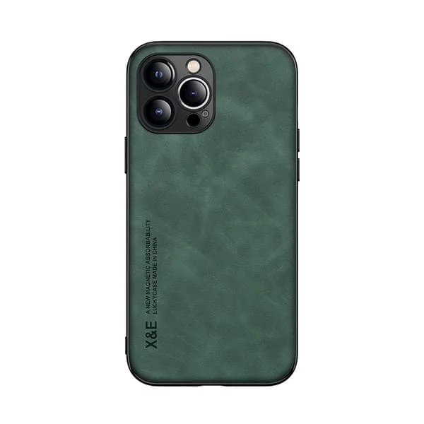 Fodral för iPhone 13mini fint hål Cangling Grön Lätt Lyxigt Fårskinn Buff Läder Bil Magnetisk Baksida