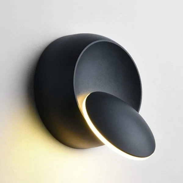 Innendørs vegglampe varmhvit LED vegglampe 5W moderne varmhvit vegglampe kreativ Eclipse 2 i 1 jern vegglampe LED lampe (svart)