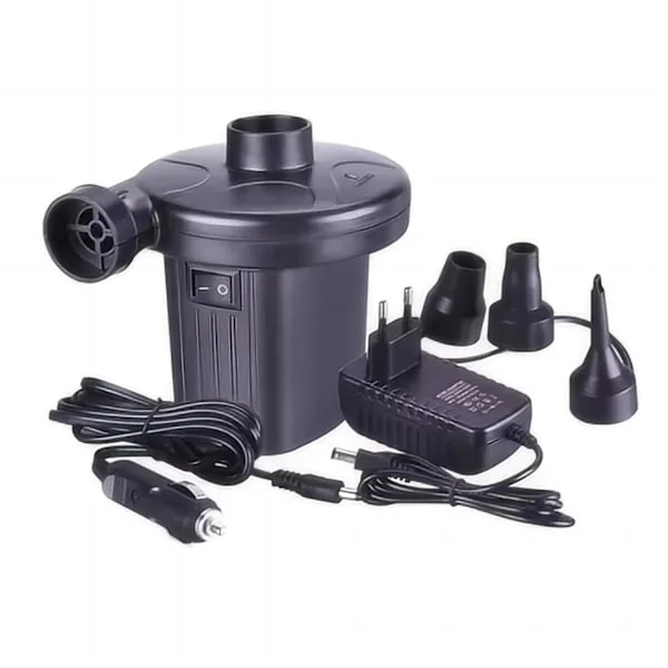 Elektrisk pumpe, DC 12V elektrisk luftpumpe AC 230V bærbar elektrisk luftpumpe 3 dyser pumpe (intet batteri)