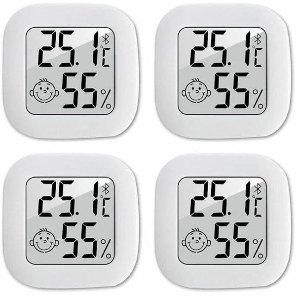 4-pack termometer hygrometer inomhus, högprecisions luftfuktighetsmätare termometer inomhus, -10°C70°C för barnrum vardagsrum kontor växthus