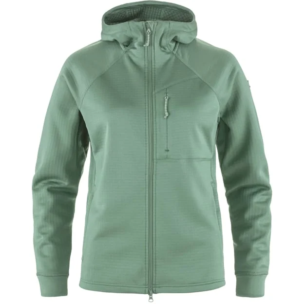 Fjällräven Women's Abisko Grid Fleece Hoodie in Patina Green | Size: Small, Polyester