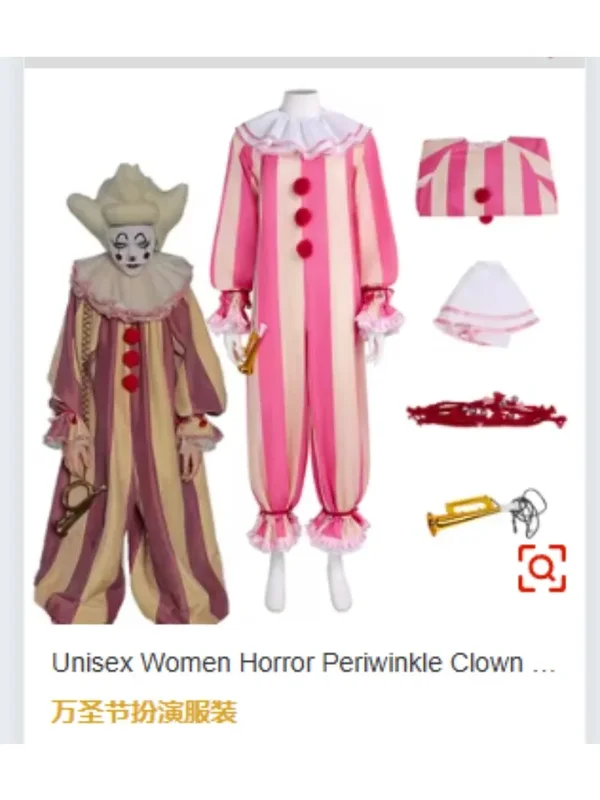 AliExpress - Costume d'Halloween unisexe pour femme, Clown Periwinkle Joker, rose, pour adulte, IT Welcome to Derry Pennywise Ingrid Kersh Cosplay