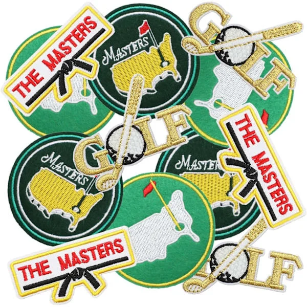 12 st Golf Master Stryk-/Påsydda Märken, Sporttema Broderade Applikationer, Söt Rolig Dekoration för Kläder, Hatt, Väska, Jeans, Klänning,