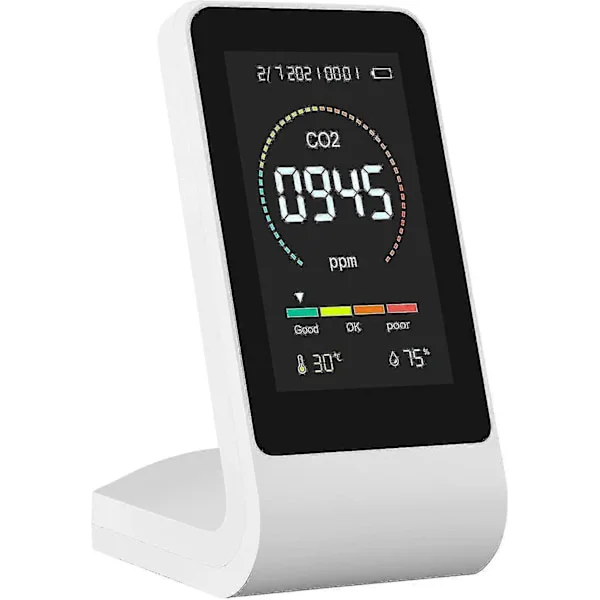 Inomhus Co2-mätare, Co2 Koldioxiddetektor, Co2-mätare Inomhusluft, Stationär Co2-detektor för Gym Kontor Klassrum Digital Display Lätt att läsa