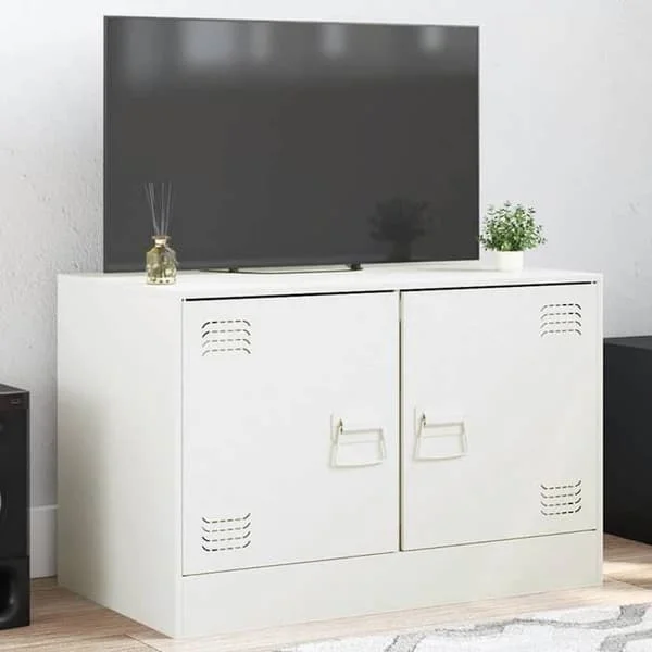 vidaXL TV-möbel vit 67x39x44 cm stål, TV-bänk, TV-möbel, multimedia-möbel, TV-skåp, hifi-möbel, mittpunkt av 841641