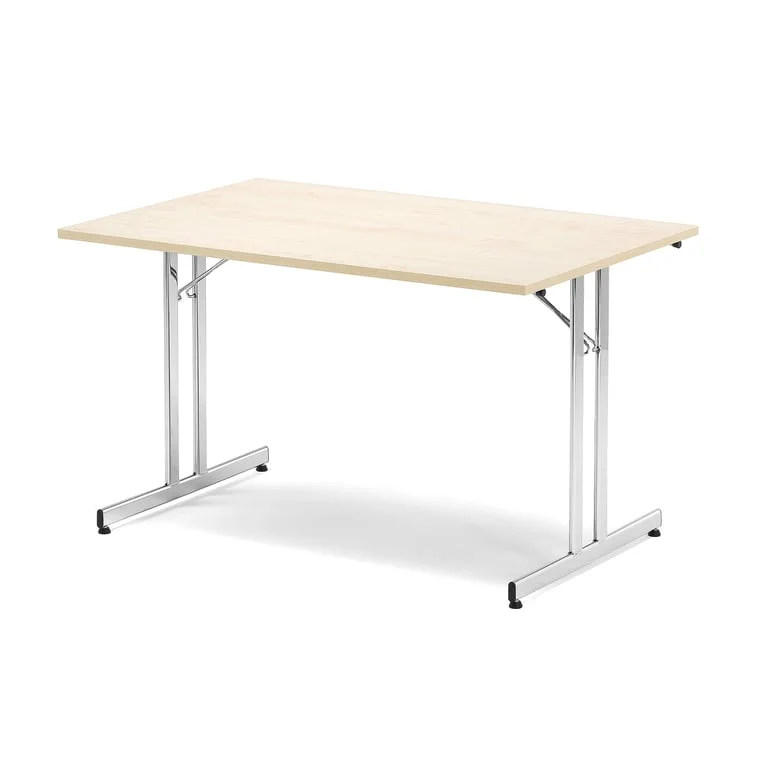 Folding meeting table EMILY, 1200x800x720 mm, birch, chrome
