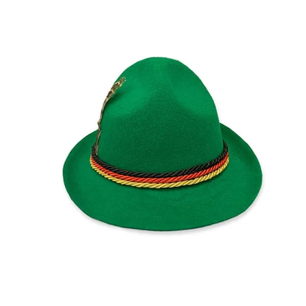 Munich Oktoberfest Kläder Herr Rutig Skjorta Overall Kostym Scenföreställningskläder Grön hög hatt Green top hat-FA- Grön hög hatt one size