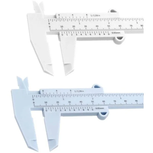 150 mm (6 tum) Mini Skjutmått i Plast med Dubbel Skala. Skjutmått för mätning. För träbearbetning, studenter, smyckesmätning, etc. (Vit och Blå)