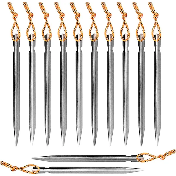 Tältpinnar, Campingpinnar, 12 stycken Tältpinnar, Camping Tältpinnar Aluminium Tältpinnar Titan V-formade Camping Tälttillbehör - 18cm