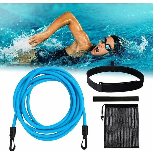 Motstånd simning elastisk, justerbar simning elastisk simbassäng, träning simning bälte, simning elastisk för vuxna och barn, 6 * 9 * 4m