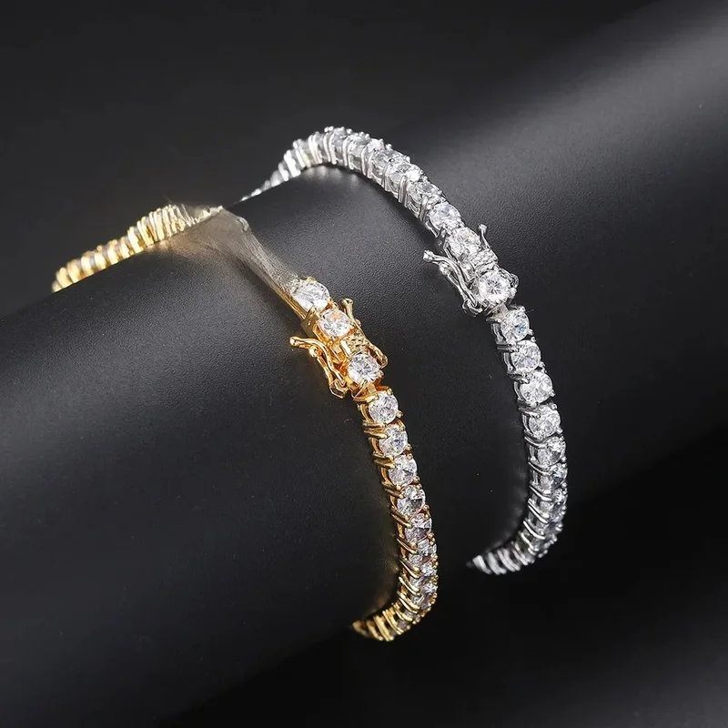 AliExpress - Luxus Kristall Tennis Armband für Frauen Mann Iced Out 1 Reihe Zirkonia Doppel Schnalle Tennis Kette Hiphop Rock Schmuck OHH118
