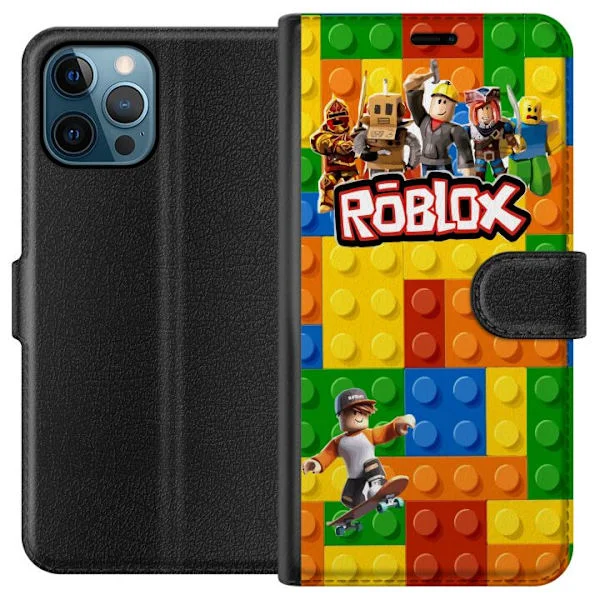 Kompatibelt Plånboksfodral till Apple iPhone 12 Pro Max Lekfullt motiv med färgglada byggklossar och spelinspirerade figurer