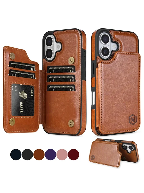 AliExpress - Portemonnee RFID-blokkerende laag bescherming anti-diefstal magnetische leren hoes voor iPhone Air 17 Pro Max 16e 15 Plus 14 13 12 11 