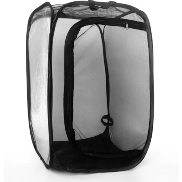 Insekt Sommerfugle Habitat Bur Insekt Larve Hus Net Insekt Avlsboks Mesh Bur Til Luftstrøm Pop Up Insekt Sæt 39*41*60cm Sort