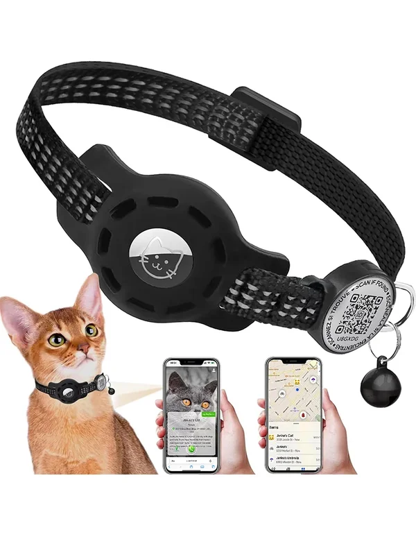 AliExpress - GPS-Halsband für Katzen mit QR-Code-Tag und Airtag-Hülle, reflektierendes Apple-Tag-Katzenhalsband für Tracker, abtrünniges Air-Tag-
