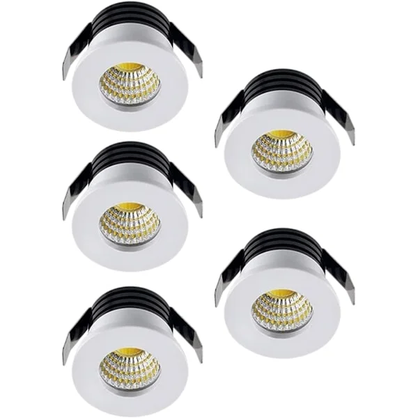 5-pack 3W LED Inbyggda spotlights, LED Inbyggda små skåp Mini Spot Light Tak Downlight Kit Armatur (Varmvit)-XF5-