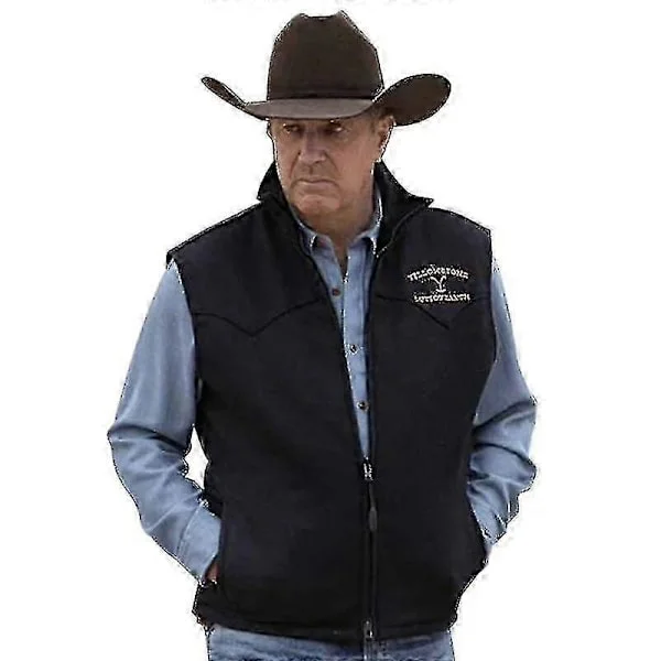 【YD】Ohut liivi Yellowstone-takki, käännekaulus, ruskea painatus, vetoketjulliset liivit, slim fit, rentoon päivittäiseen ulkoiluun, miesten liivit, 
