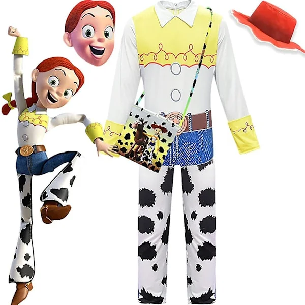 Toy 4 Jessie Barnkläder för Flickor Kostym Fancy Outfit Maskerad Jumpsuit Bodysuit Mask Hatt Ba