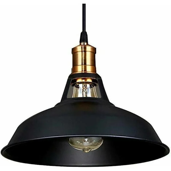 Vintage industriell pendellampa E27 LED-lampa Retro taklampor skärm för kök matsal vardagsrum sovrum restaurang svart