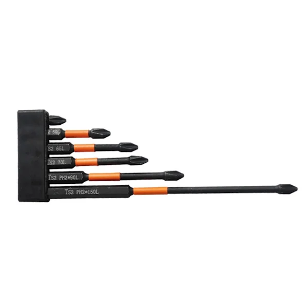 6 stk/sett magnetisk slagskrutrekker med sterk krysshardhet 25-150 mm skrutrekkersett med sklisikkert kryss