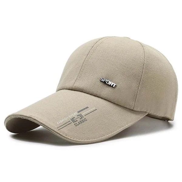 Langbremmet Baseballcaps i Bomullslerret, Utendørs Casual Hater, Visir for Kvinner og Menn (Khaki)