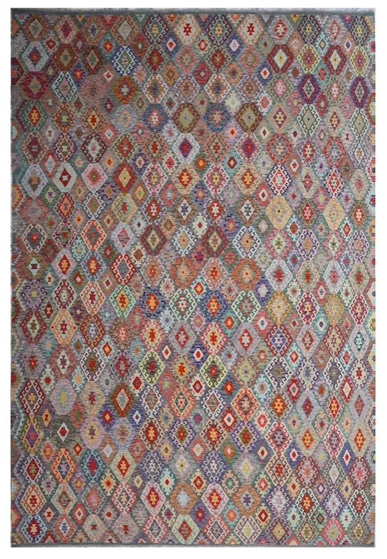Handvävd Kelim Afghan Old Style 430X595 Ullmatta Brun/Mörkröd Stor