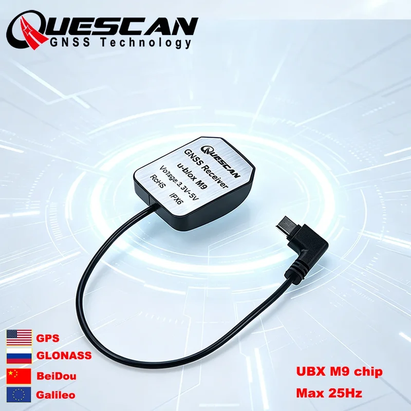 AliExpress - QUESCAN Android USB Typ-C GPS-Antennenempfänger NEO-M9N Geely USB GPS GLONASS Galileo BeiDou Externer USB-C GNSS-Empfänger UBX M9