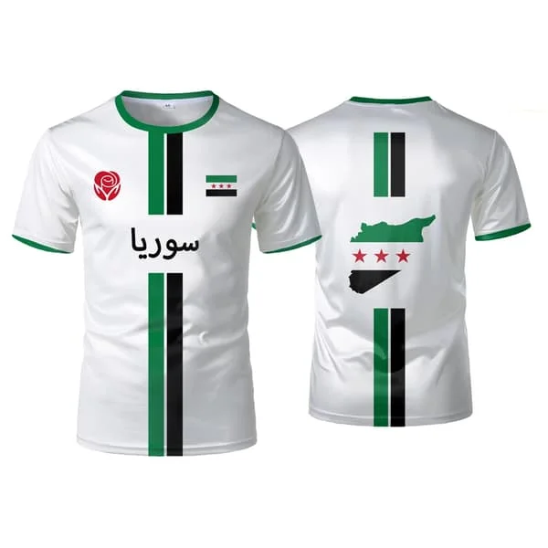 Syriska flaggan fotbollströjor herr sport T-shirts syriska nationella emblem mönster tryckta lösa toppar unisex vardagliga t-shirts