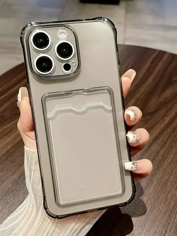 AliExpress - Transparante siliconen telefoonhoesje met kaartvak voor iPhone 17 16 15 14 13 12 11 Pro Xs Max XR Air 8 7 Plus mini 17e 16e X 