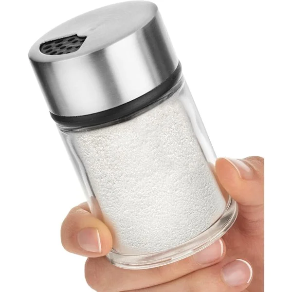 Saltströare eller pepparströare med justerbara hällhål, krydddispenser i rostfritt stål, perfekt för bordssalt, svartpeppar