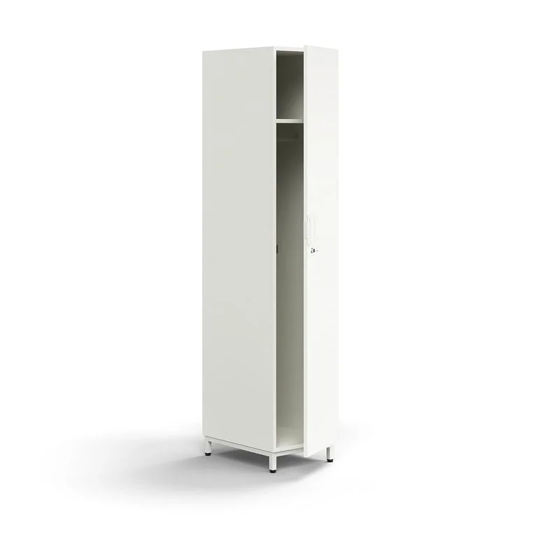 Lockable wardrobe QBUS, with clothes rail, leg frame, 2020x400x570 mm, white