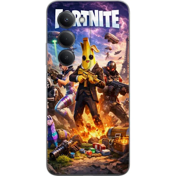 Kompatibelt Mobilskal till Xiaomi Redmi 15 5G Actionfigurer i explosiv stadsscen med dramatisk himmel och intensiva färger i spelinspirerad stil