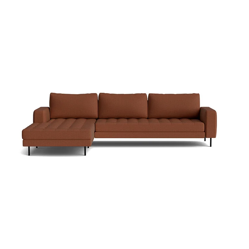 Rouge XL chaiselong sofa, venstrevendt - Basel Terracotta - 310x185x89cm - Blød komfortabel sofa med vendbare hynder & pulverlakerede ben