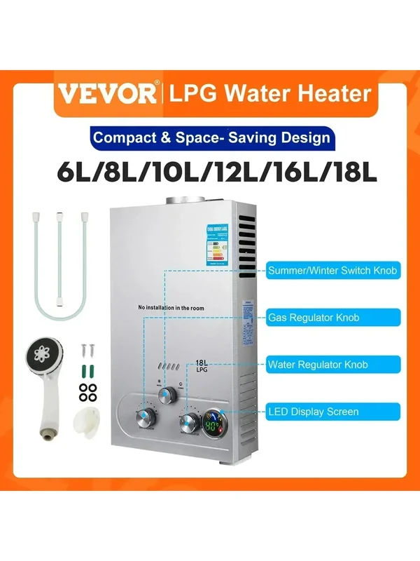 AliExpress - VEVOR 6L-18L chauffe-eau sans réservoir au gaz Propane, chauffage instantané de la salle de bain, chauffe-eau extérieur chaudière voiture