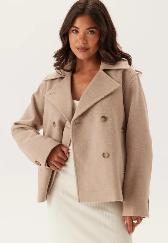 SELECTED - Slfalma Wool Blend Jacket - Sandshell Detail:Melange