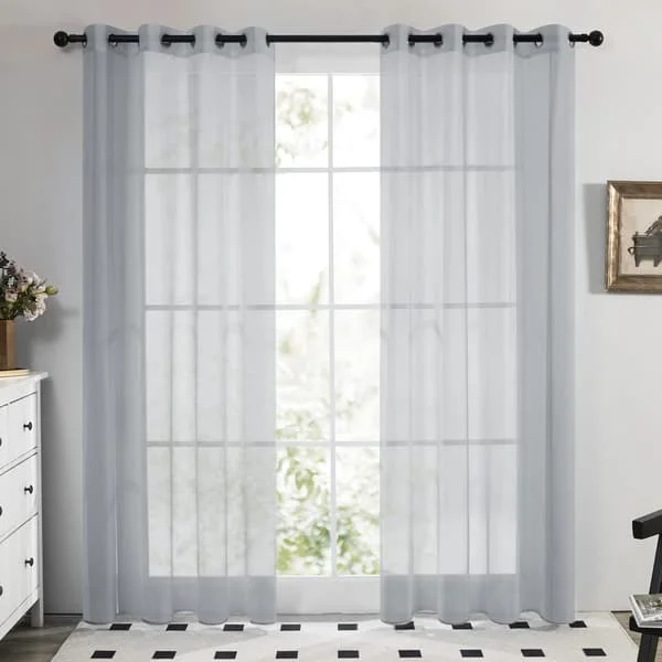 Set of 2 curtains, transparent curtains, eyelet curtains, 260 x 140 cm