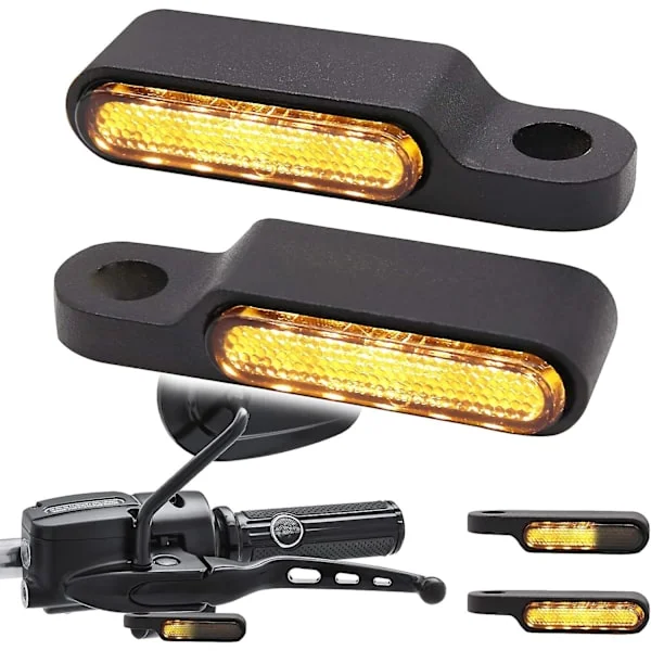 2 st svarta krom MC LED blinkers sekventiella 12V Universal godkända aluminium Mini blinkers Amber ljus vattentäta