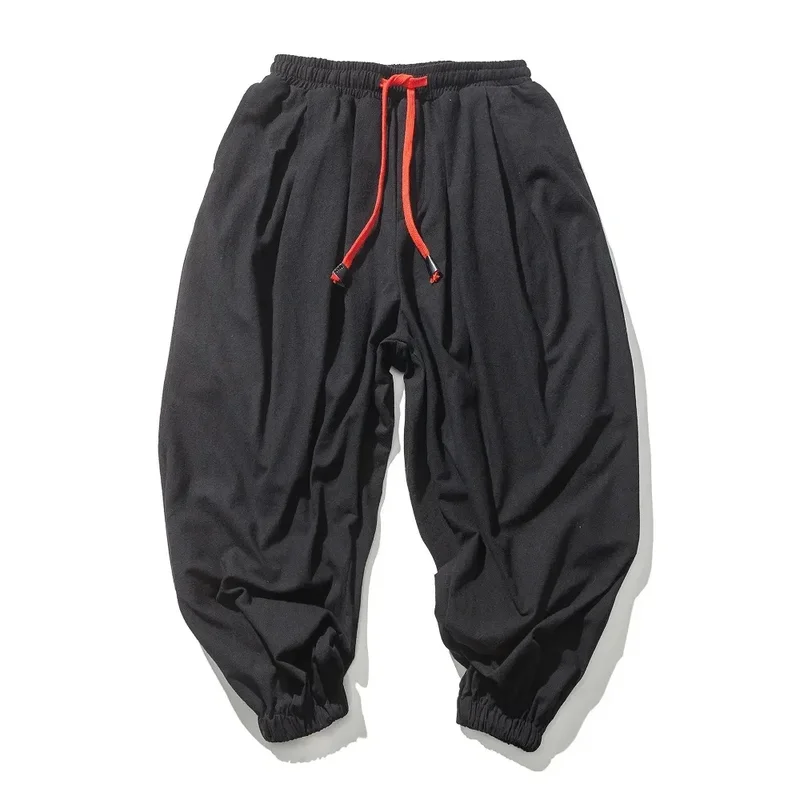 AliExpress - Herren Baumwoll-Leinen Weite Hosen Lässige Loose-Fit Einfarbige Atmungsaktive Leichte Hose mit Elastischem Bund Weite Lange Hosen
