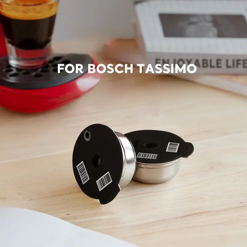 AliExpress - Kaffeekapsel aus Edelstahl, geeignet für Bosch Tassimo nachfüllbare Filterkaffeemaschine, Silikonabdeckung 60/180/200/220 ml
