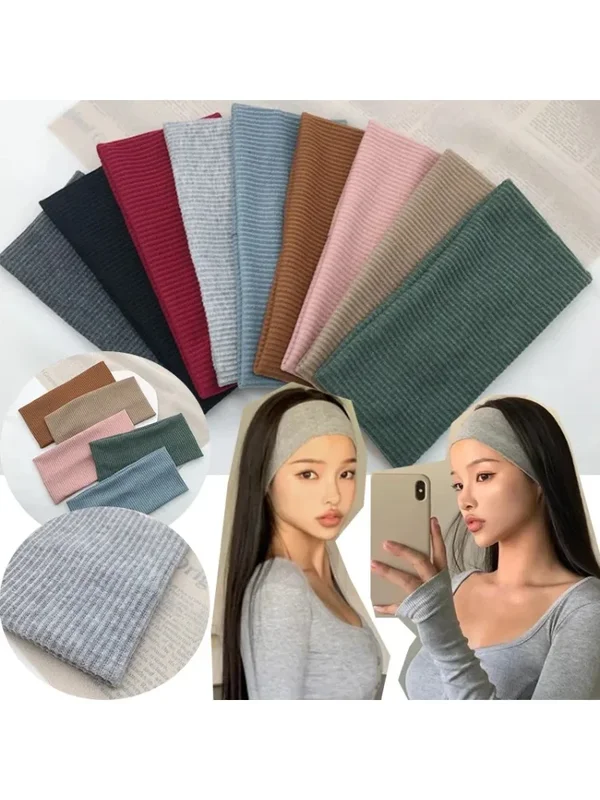 AliExpress - Einfarbiges Strick-Stirnband für Damen, Elastisches Vintage-Yoga-Sport-Haarband, Schweißabsorbierendes Kopfband für Fitnessstudio und 