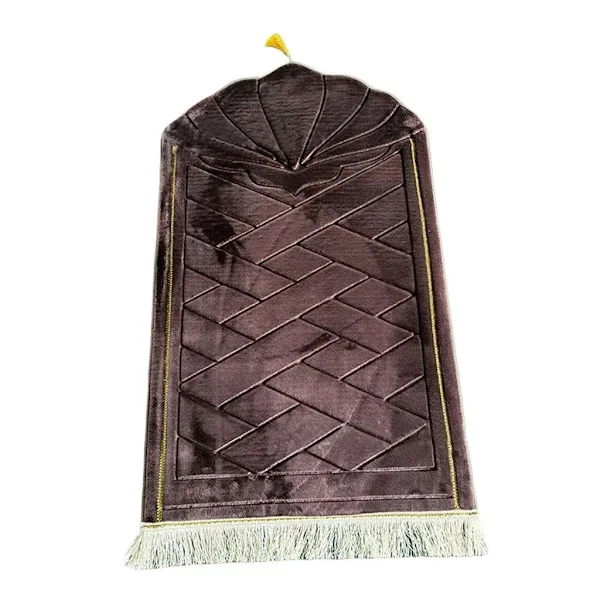 65 cm x 110 cm Ramadan Mat Soft Muslim Carpet Prayer Mat for Ramadan Decoration (Dark Brown)