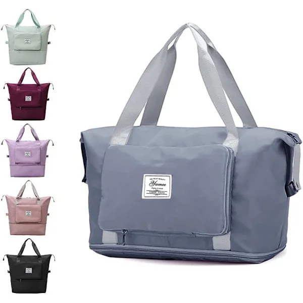 Large Foldable Travel Bag, Lightweight and Waterproof Cabin Bag with Fixed Strap, Dry and Wet Separation Foldable Travel