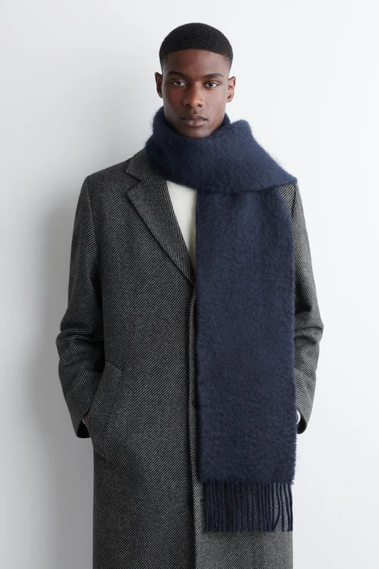 COS Fringed Mohair Scarf in Blue - Men