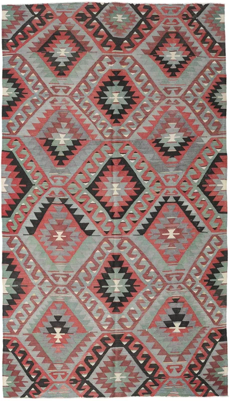 Tkany Ręcznie Kilim Vintage Dywan 177X308 Vintage Wełniany Szary/Czerwony